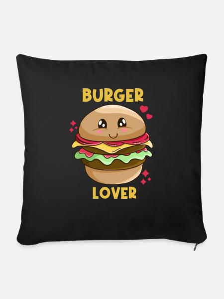 Burger Lover - Sofakissenbezug 45 x 45 cm - Schwarz