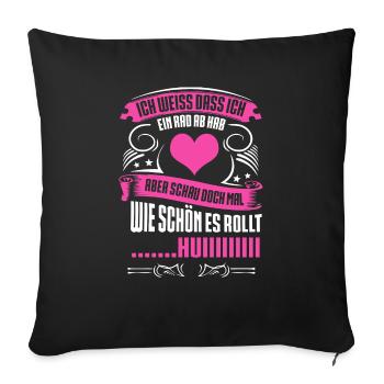 Rad ab, huiii pink - Sofakissenbezug 45 x 45 cm - Schwarz - Vorne