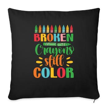 Crayons cassés Couleur fixe - Housse de coussin décorative 45 x 45 cm - noir - Devant