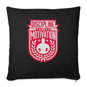 Citation de discipline sur la motivation - Housse de coussin décorative 45 x 45 cm - noir - Devant