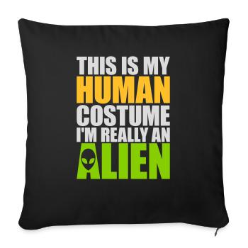 Citation extraterrestre de costume humain - Housse de coussin décorative 45 x 45 cm - noir - Devant