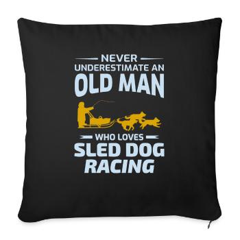Old Man Husky Sledding Sled Dog Racing Alaskan - Housse de coussin décorative 45 x 45 cm - noir - Devant