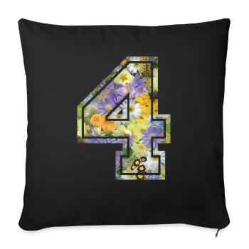 Numero 4 fleur, Équipe Foot, basket université - Housse de coussin décorative 45 x 45 cm - noir - Devant