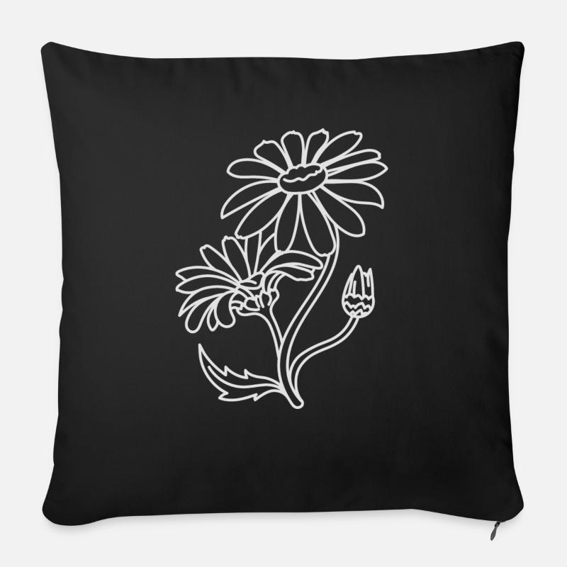 Einfache Gänseblümchen - Sofakissenbezug 45 x 45 cm - Schwarz