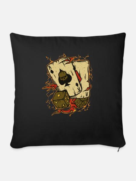 Poker Casino BackJack Ass - Sofakissenbezug 45 x 45 cm - Schwarz