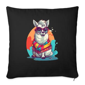 Super Cute Lama Mascot T-Shirt Design - Sofakissenbezug 45 x 45 cm - Schwarz - Vorne