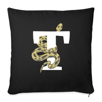 Letter t snake - Sofa pillowcase 17,3'' x 17,3'' (45 x 45 cm) - black - Front