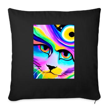 Cosmic Anime Cat Close Up - Sofa pillowcase 17,3'' x 17,3'' (45 x 45 cm) - black - Front
