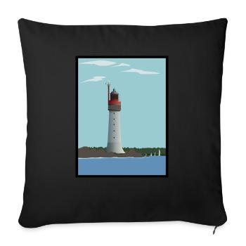 Phare de Grand Jardin - Saint-Malo - Housse de coussin décorative 45 x 45 cm - noir - Devant