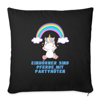 Einhörner - Sofakissenbezug 45 x 45 cm - Schwarz - Vorne