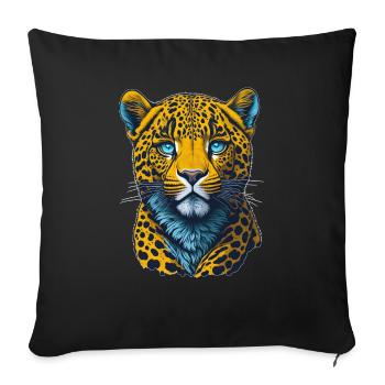 Leopard I Big Cat of the African Savannah I Gift - Sofa pillowcase 17,3'' x 17,3'' (45 x 45 cm) - black - Front