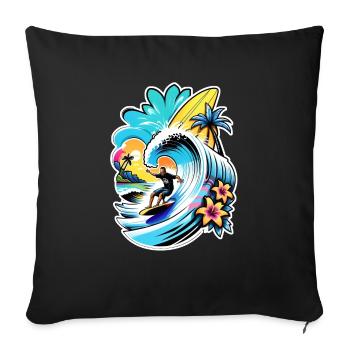 Surfen Strand Palme Sonnenschein Urlaub - Sofakissenbezug 45 x 45 cm - Schwarz - Vorne