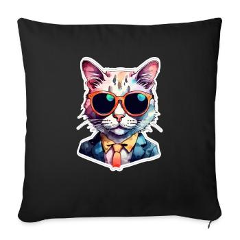 Cat Bezel - Cute Watercolor - Sofa pillowcase 17,3'' x 17,3'' (45 x 45 cm) - black - Front