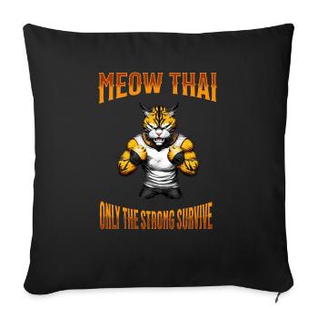 Arts martiaux mixtes I Muay Thai Cat I Miaou Thaï I - Housse de coussin décorative 45 x 45 cm - noir - Devant