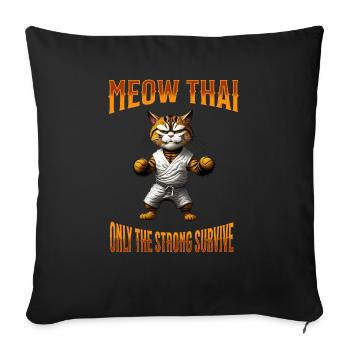 Arts martiaux mixtes I Muay Thai Cat I Miaou Thaï I - Housse de coussin décorative 45 x 45 cm - noir - Devant