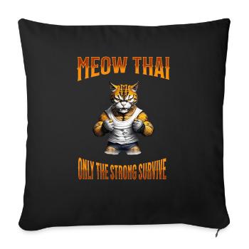 Arts martiaux mixtes I Muay Thai Cat I Miaou Thaï I - Housse de coussin décorative 45 x 45 cm - noir - Devant