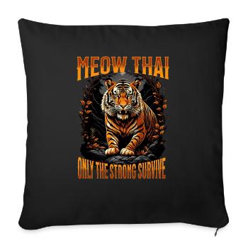 Arts martiaux mixtes I Muay Thai Cat I Miaou Thaï I - Housse de coussin décorative 45 x 45 cm - noir - Devant