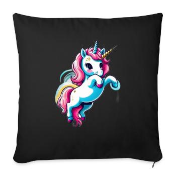 Licorne Einhorn Kawaii - Sofakissenbezug 45 x 45 cm - Schwarz - Vorne