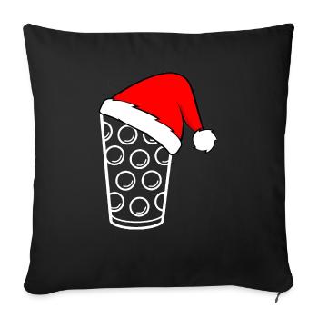 Verre Dubbe avec motif de chapeau de Père Noël - Housse de coussin décorative 45 x 45 cm - noir - Devant