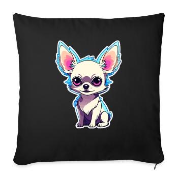 Chihuahua Dog Drawing - Sofa pillowcase 17,3'' x 17,3'' (45 x 45 cm) - black - Front