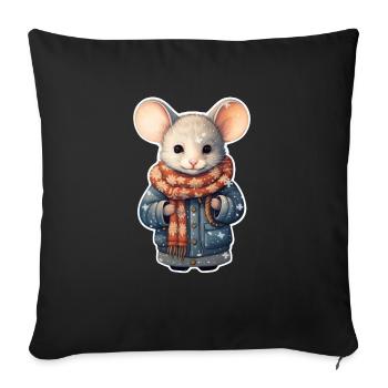 Cute Winter Mouse - Sofa pillowcase 17,3'' x 17,3'' (45 x 45 cm) - black - Front