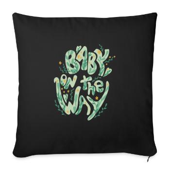 Doux dire bébé sur le chemin pour les femmes enceintes - Housse de coussin décorative 45 x 45 cm - noir - Devant