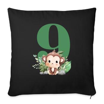 9th Birthday Monkey Safari - Sofa pillowcase 17,3'' x 17,3'' (45 x 45 cm) - black - Front