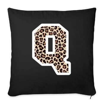 Letter Q Leopard Pattern - Birthday Gift Idea - Sofa pillowcase 17,3'' x 17,3'' (45 x 45 cm) - black - Front