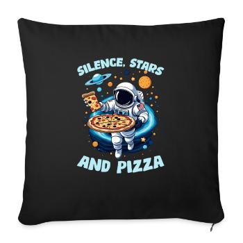 Silence Stars & Pizza - Sofakissenbezug 45 x 45 cm - Schwarz - Vorne