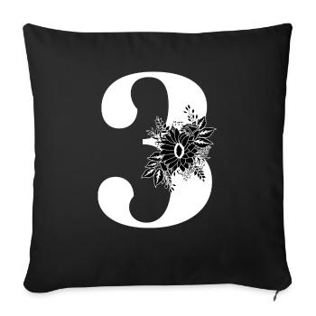 Number 3 Black Floral -3rd Floral Anniversary - Sofa pillowcase 17,3'' x 17,3'' (45 x 45 cm) - black - Front