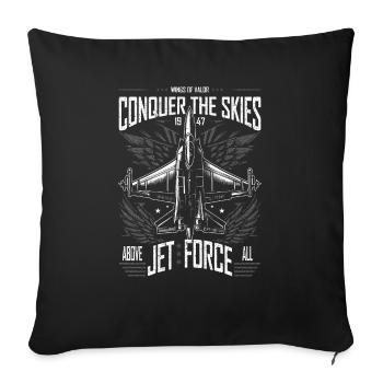 Conquérir le ciel F16 Jet Vintage Vol militaire - Housse de coussin décorative 45 x 45 cm - noir - Devant