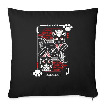 Cats Card Backs - Sofa pillowcase 17,3'' x 17,3'' (45 x 45 cm) - black - Front