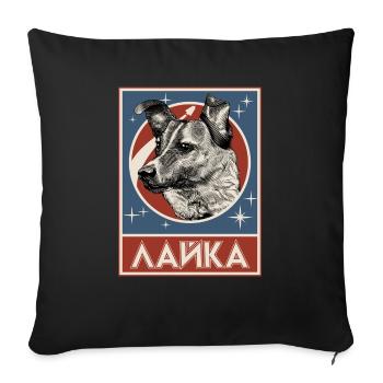 Chien de l’espace soviétique Laika - Housse de coussin décorative 45 x 45 cm - noir - Devant