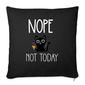 Nope not today cat with pizza - Sofa pillowcase 17,3'' x 17,3'' (45 x 45 cm) - black - Front