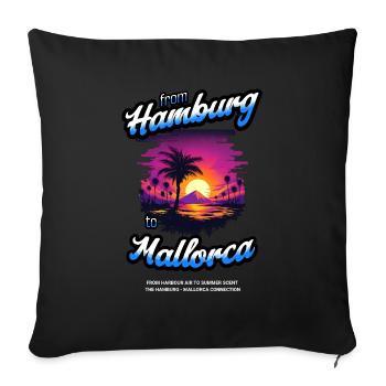 From Hamburg to Mallorca - Blue Text Edition - Sofa pillowcase 17,3'' x 17,3'' (45 x 45 cm) - black - Front