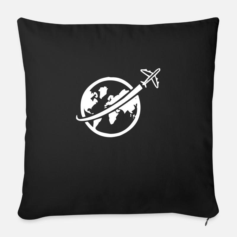 Flying around the world - Sofakissenbezug 45 x 45 cm - Schwarz
