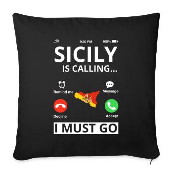 Sicile Flag Italie Palerme Trinacria Italia - Housse de coussin décorative 45 x 45 cm - noir - Devant