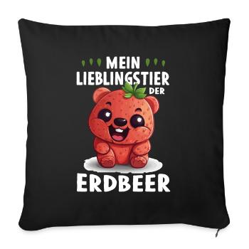 Lustige Sprüche Erdbeere Früchte - Sofakissenbezug 45 x 45 cm - Schwarz - Vorne