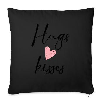 hugs & kisses - Sofa pillowcase 17,3'' x 17,3'' (45 x 45 cm) - black - Front