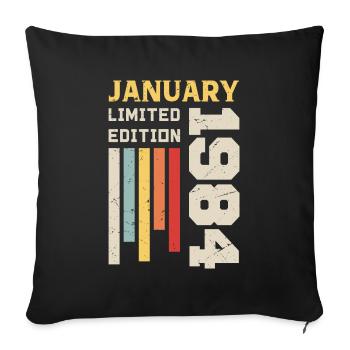 Januar 1984 - Januar 1984 Geburtstagsgeschenk - Sofakissenbezug 45 x 45 cm - Schwarz - Vorne