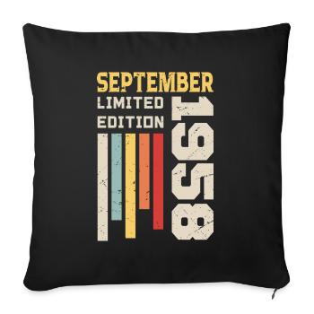 September 1958 Birthday Gift September 1958 - Sofa pillowcase 17,3'' x 17,3'' (45 x 45 cm) - black - Front