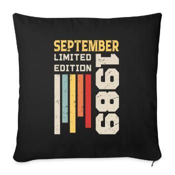 September 1989 Birthday Gift September 1989 - Sofa pillowcase 17,3'' x 17,3'' (45 x 45 cm) - black - Front