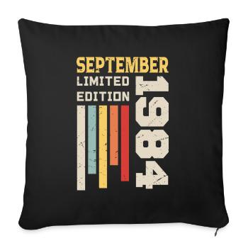 September 1984 Birthday Gift September 1984 - Sofa pillowcase 17,3'' x 17,3'' (45 x 45 cm) - black - Front