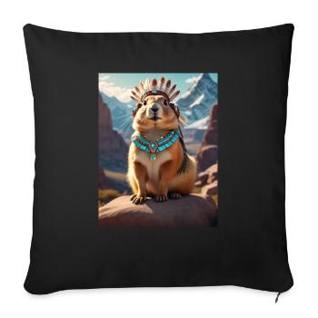 Murmeltier Krieger - Sofakissenbezug 45 x 45 cm - Schwarz - Vorne
