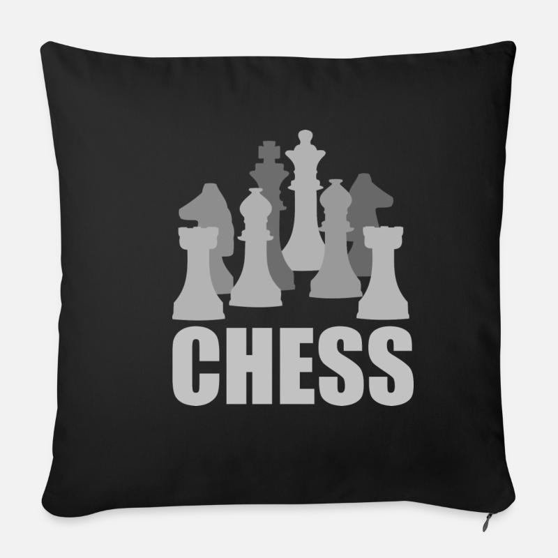 Échecs De Chess - Housse de coussin décorative 45 x 45 cm - noir