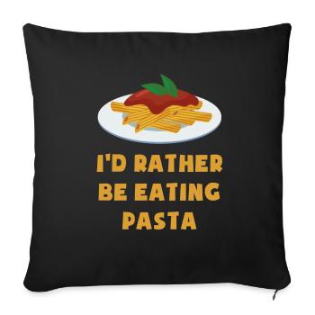 Manger des pâtes Citation drôle Spaghetti - Housse de coussin décorative 45 x 45 cm - noir - Devant