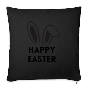 Joyeuses Pâques - avec des oreilles de lapin - Housse de coussin décorative 45 x 45 cm - noir - Devant