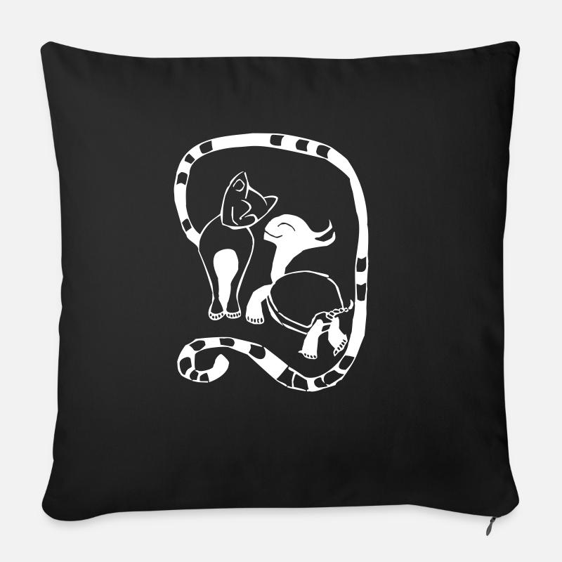 Cat and Turtle - Sofa pillowcase 17,3'' x 17,3'' (45 x 45 cm) - black
