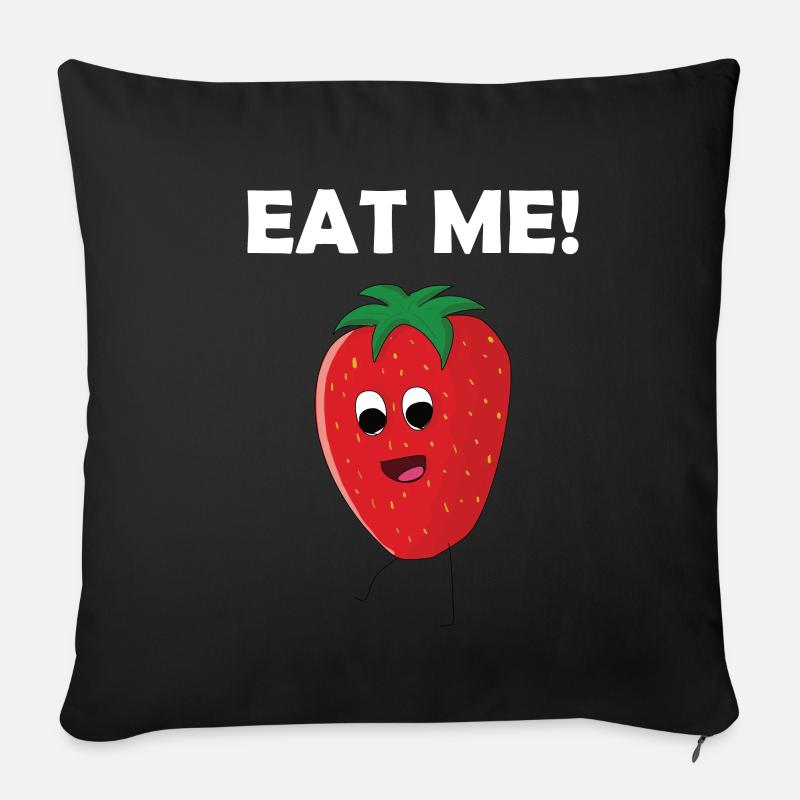 strawberry - Sofa pillowcase 17,3'' x 17,3'' (45 x 45 cm) - black