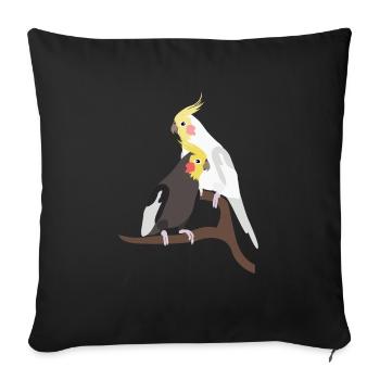 Pair of nymph parakeet motif - Sofa pillowcase 17,3'' x 17,3'' (45 x 45 cm) - black - Front